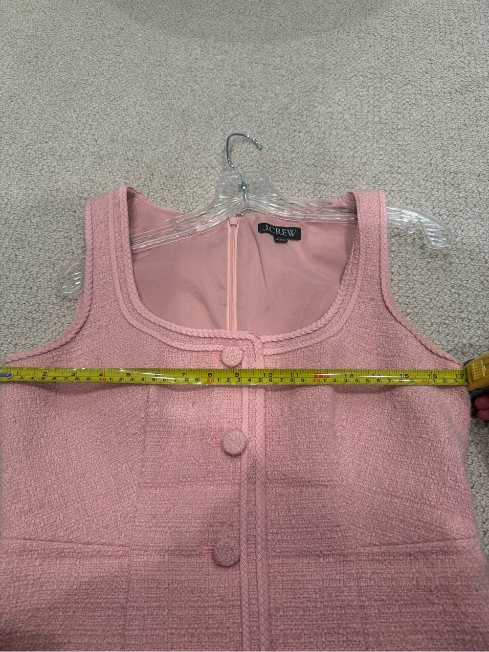 J. Crew Pink Bouclé Tweed Button-Front Tank Dress - Picture 4 of 6